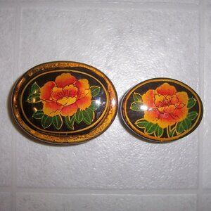 Vintage Floral Nesting Trinket Boxes Set of 2